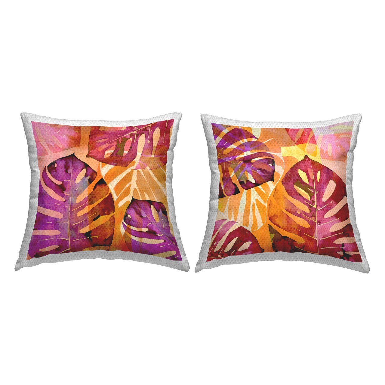 Tropical Overlapping Leaves Design by Andrea Haase Outdoor Printed Pillow (Set of 2)